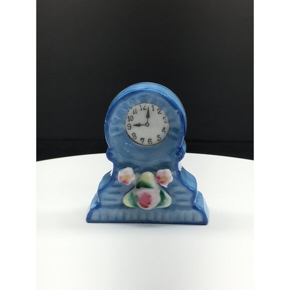 Vintage H Kato Mantle Clock Figurine Ceramic Porcelain Occupied Japan 2.5" Tall - Picture 3 of 15